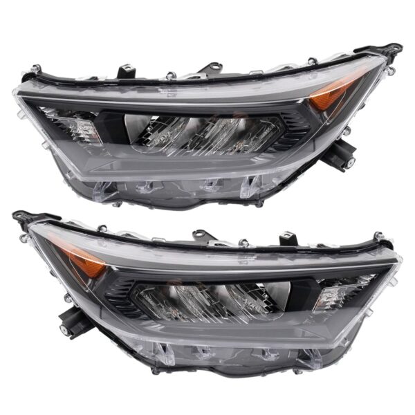Black Bezel Headlight Set Compatible with 2019-2021 Toyota RAV4