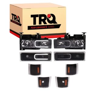 TRQ Headlight Set Compatible with 1994-1999 C1500 C2500 C3500 K1500 K1500 K2500 K3500 Tahoe