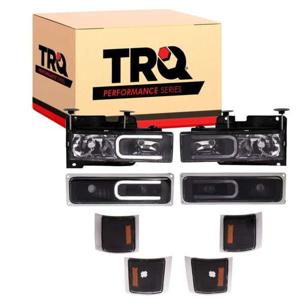 TRQ Headlight Set Compatible with 1994-1999 C1500 C2500 C3500 K1500 K1500 K2500 K3500 Tahoe