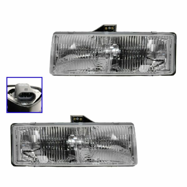 Headlights Headlamps Left & Right Pair Set for 95-05 Chevy Astro GMC Safari