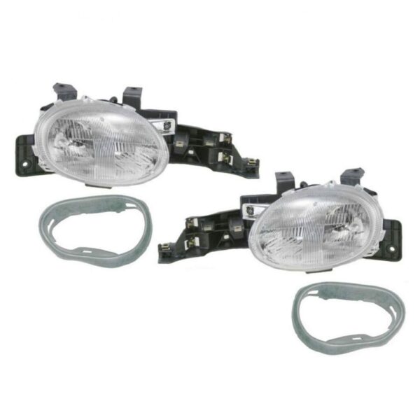 Headlights Headlamps & Closure Gasket Seals Set Kit for 95-99 Dodge Neon