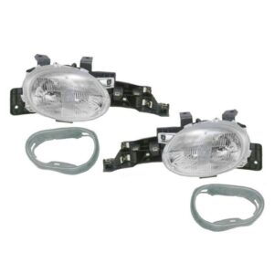 Headlights Headlamps & Closure Gasket Seals Set Kit for 95-99 Dodge Neon
