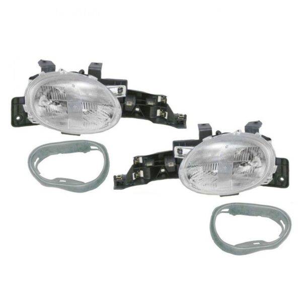 Headlights Headlamps & Closure Gasket Seals Set Kit for 95-99 Dodge Neon