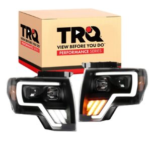 TRQ Performance LED Tube Black Projector Headlight Set Compatible with 2009-2014 Ford F-150