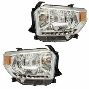 Halogen Headlight Headlamp LH RH Kit Pair Set Compatible with Toyota Tundra Pickup Truck