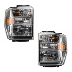 2pc Halogen Headlight Lamp Assembly Set LH & RH Sides for Ford E150 E250 E350