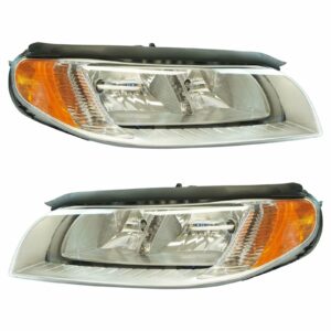 Halogen Headlight Lamp Assembly Pair Driver & Passenger Set for Volvo V70 S80