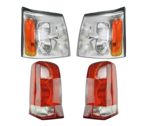 Headlight Tail Light Lamp Front Rear LH RH Kit Set for 02-06 Cadillac Escalade