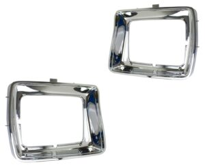 Headlight Lamp Rectangular Bezel Chrome LH RH Pair for Ford Bronco F-150