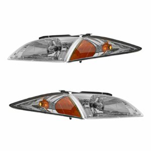 Headlights & Parking Corner Lights Left & Right Kit Set for 00-02 Chevy Cavalier