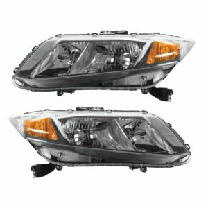 Headlights Headlamps Left LH & Right RH Pair Set for 13 Honda Civic 4 Door Sedan