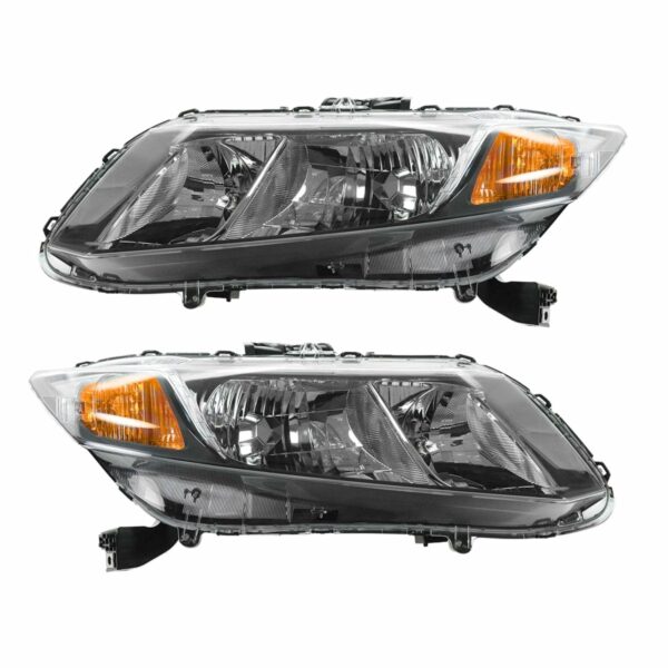 Headlights Headlamps Left LH & Right RH Pair Set for 13 Honda Civic 4 Door Sedan