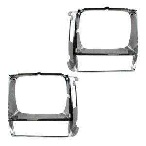 Headlight Lamp Bezel Trim Chrome Left & Right Pair Set for Jeep Cherokee