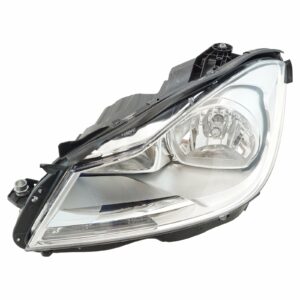 Halogen Headlight Headlamp Chrome Bezel Driver Side LH LF Compatible with Mercedes C-Class