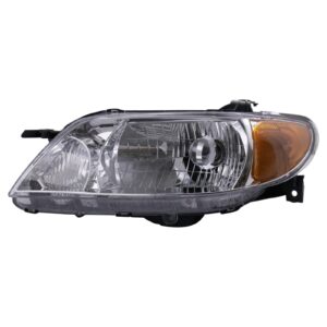Headlight with Chrome Bezel LH Left Driver Side Compatible with 2001-2003 Mazda Protege Sedan