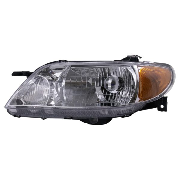 Headlight with Chrome Bezel LH Left Driver Side Compatible with 2001-2003 Mazda Protege Sedan