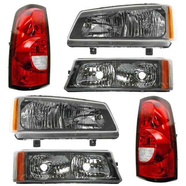 Headlight Parking Light Tail Lamp Kit Set of 6 for 04 Chevy Silverado Truck