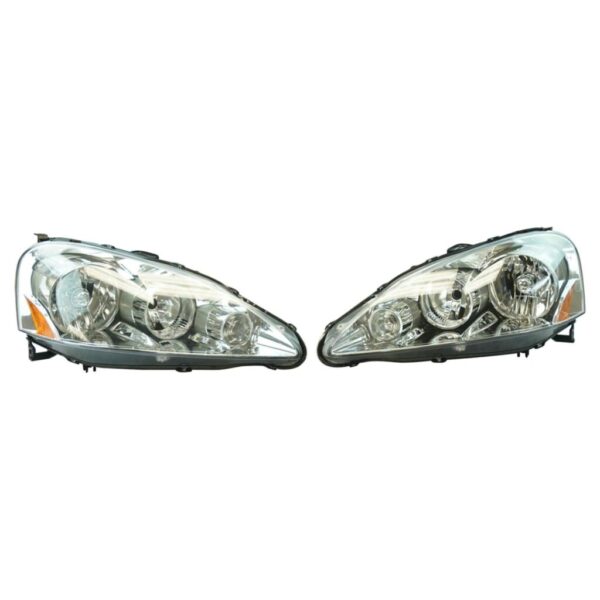 Performance Upgrade Chrome Bezel Headlights Set of 2 Pair Compatible with 05-06 Acura RSX