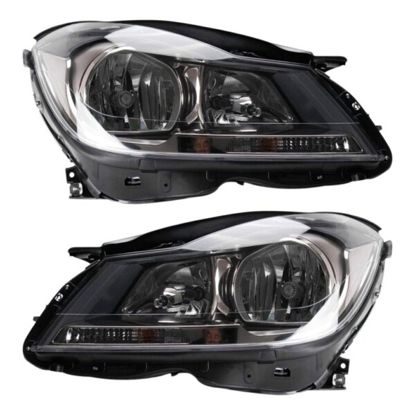 Headlight Set Fits 2012-2015 Mercedes-Benz C250 C350 C63 AMG