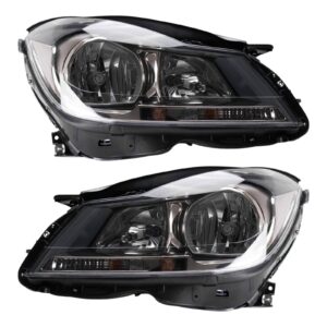 Headlight Set Fits 2012-2015 Mercedes-Benz C250 C350 C63 AMG