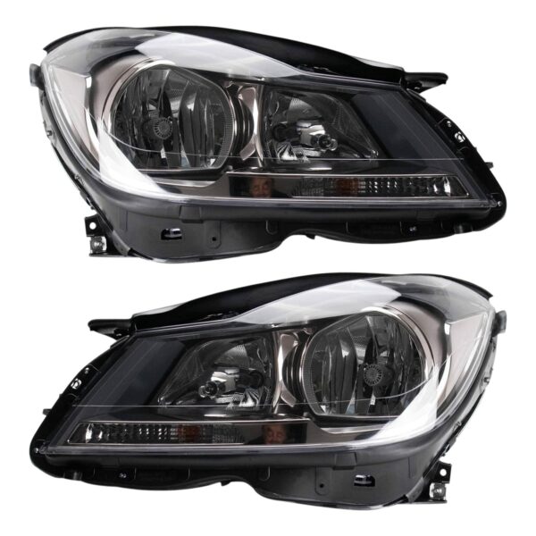 Headlight Set Fits 2012-2015 Mercedes-Benz C250 C350 C63 AMG