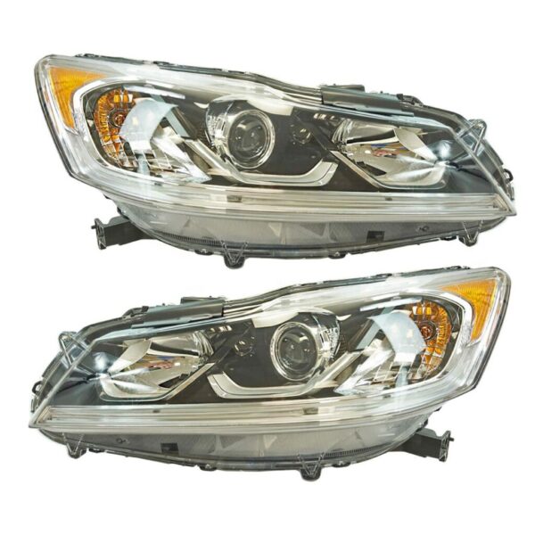 Halogen Headlight Lamp Assembly LH RH Pair for Honda Accord EX EX-L Sedan