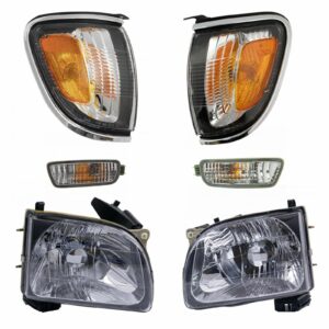 Headlights Corner Lights w/ Chrome Turn Parking Signal Lights Lamps Kit Set of 6