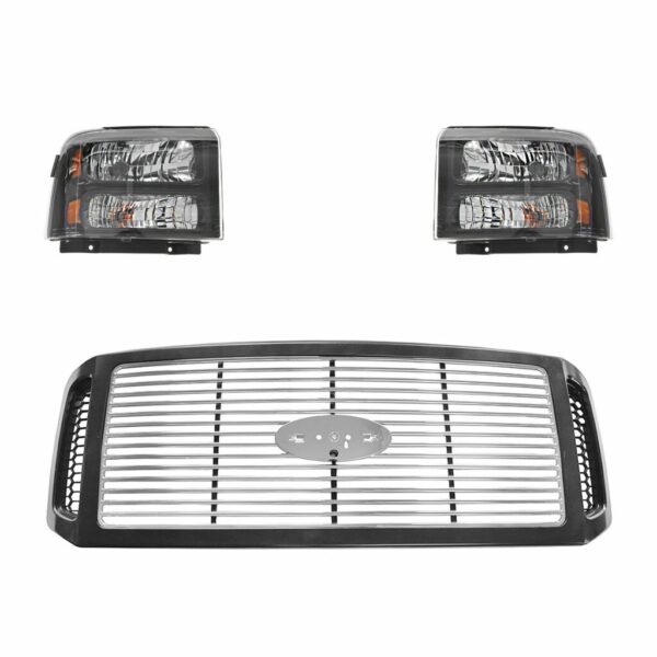 Headlight Headlamp Grille Kit Set for Ford Super Duty Truck Harley Davidson