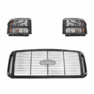 Headlight Headlamp Grille Kit Set for Ford Super Duty Truck Harley Davidson