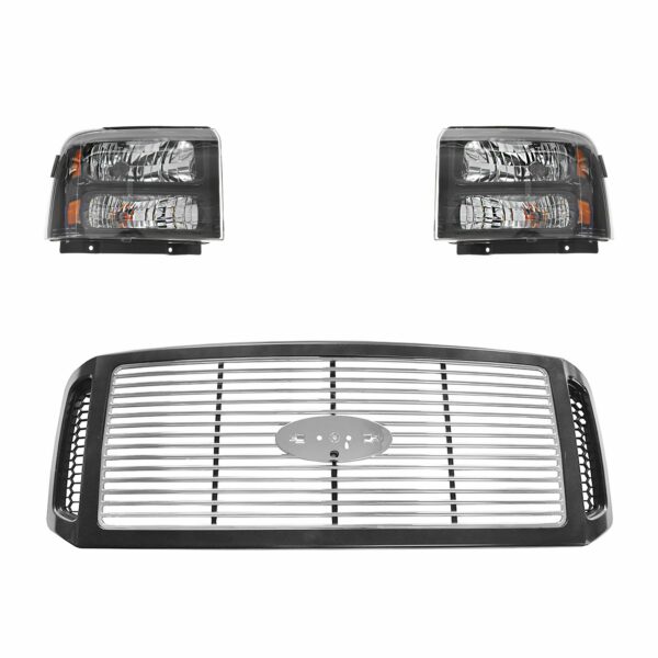 Headlight Headlamp Grille Kit Set for Ford Super Duty Truck Harley Davidson
