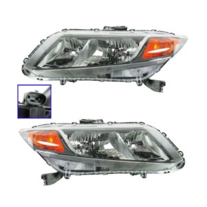 Headlights Headlamps Left LH & Right RH Pair Set of 2 for 2012 Honda Civic