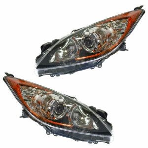 Halogen Front Headlight Headlamp Light Lamp Pair Set for 10-13 Mazda3 Mazda 3