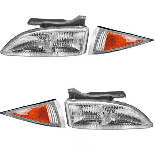 Headlight Headlamp and Corner Light Lamp Kit Set of 4 for 95-99 Chevy Cavalier