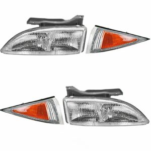 Headlight Headlamp and Corner Light Lamp Kit Set of 4 for 95-99 Chevy Cavalier
