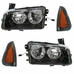 Headlight Parking Light Lamp Halogen LH RH 4 Piece Kit for 08-10 Charger