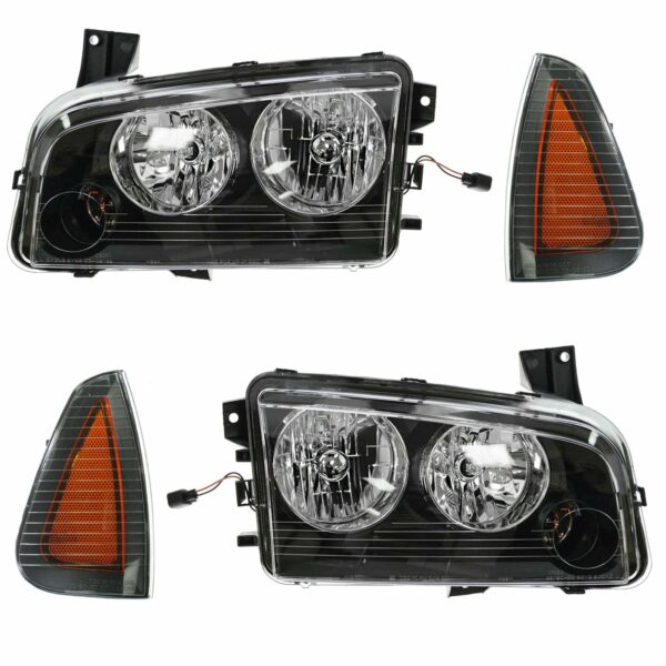 Headlight Parking Light Lamp Halogen LH RH 4 Piece Kit for 08-10 Charger