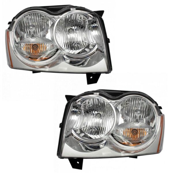 Headlights Headlamps Pair Set for 05 Jeep Grand Cherokee