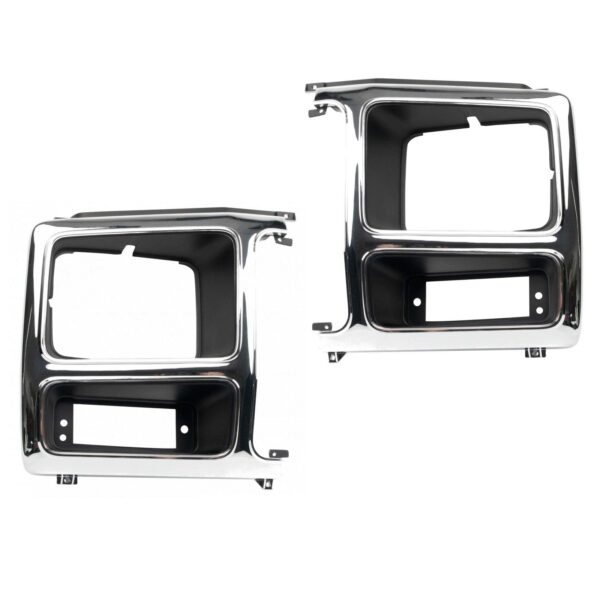 2pc Headlight lamp Bezel Set Chrome LH & RH Sides for 80-86 Ford Bronco F150