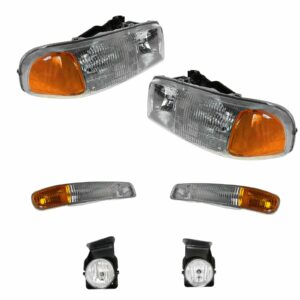 Headlight Parking Fog Driving Light Lamp LH RH Set of 6 for GMC Sierra Truck