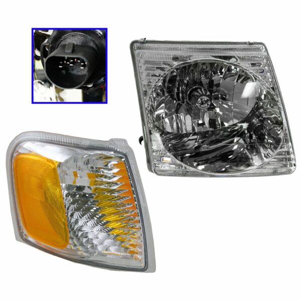 Headlight & Parking Light Kit Passenger Right Side Set of 2 for Ford Explorer