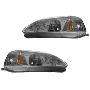 Headlights Headlamps Pair Set Left LH & Right RH for 99-00 Honda Civic