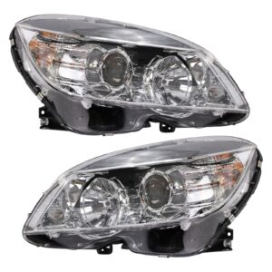 Headlight Set Compatible with 2008-2011 Mercedes-Benz C300 C350 C63 AMG