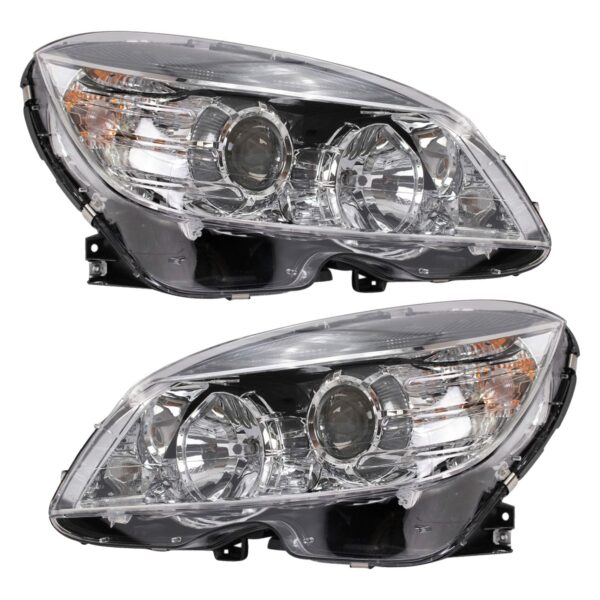 Headlight Set Compatible with 2008-2011 Mercedes-Benz C300 C350 C63 AMG