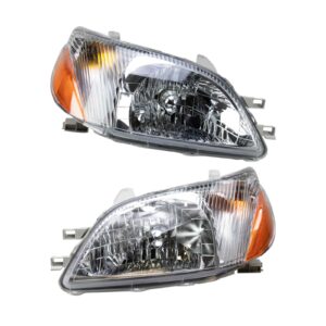 DEPO 2 Piece Headlight Lamp Assembly Set LH Driver & RH Passenger Sides for 00-02 Toyota Echo