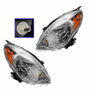 Headlight Lamp Assembly LH Left RH Right Pair Set for 12 Nissan Versa Sedan