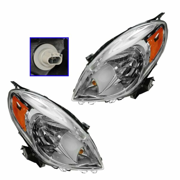 Headlight Lamp Assembly LH Left RH Right Pair Set for 12 Nissan Versa Sedan
