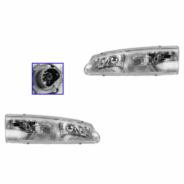 Headlights Headlamps Pair Set for 96-97 Ford T-Bird Thunderbird Mercury Cougar