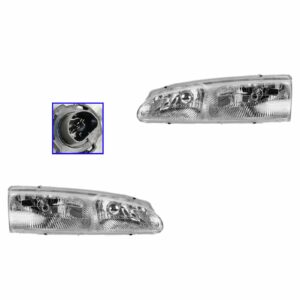 Headlights Headlamps Pair Set for 96-97 Ford T-Bird Thunderbird Mercury Cougar