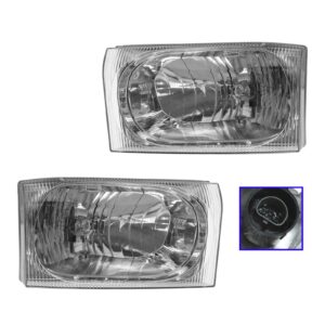 Headlamps Headlights w/ Clear Lens Left & Right Pair Set for Ford Pickup Truck