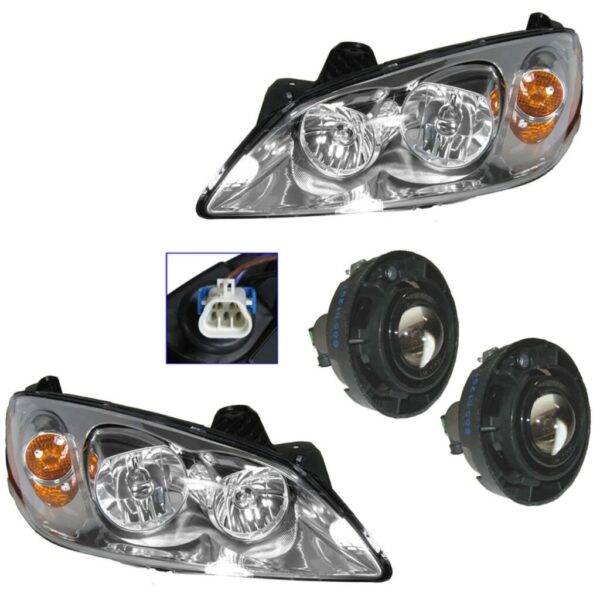 Headlight Fog Driving Light Lamp Kit Set of 4 for 05-09 Pontiac G6 GT
